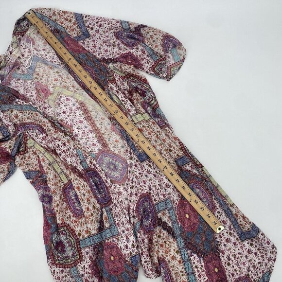 Altar'd State Paisley Kimono Patchwork Size Medium Boho Tie Front - Picture 6 of 10